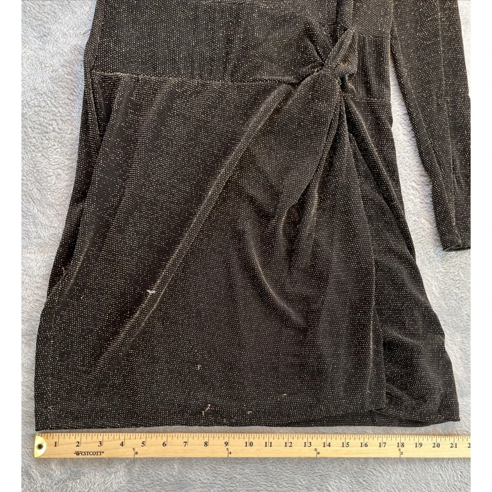 MICHAEL KORS Women's Copper Glitter Dress Long Sleeve Size L Stretchy